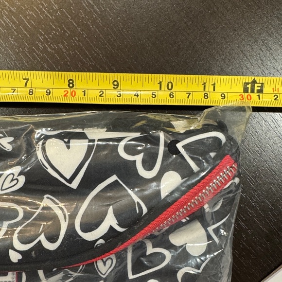 Brighton Black and White Heart Print Crossbody with Red Trim - Picture 5 of 6